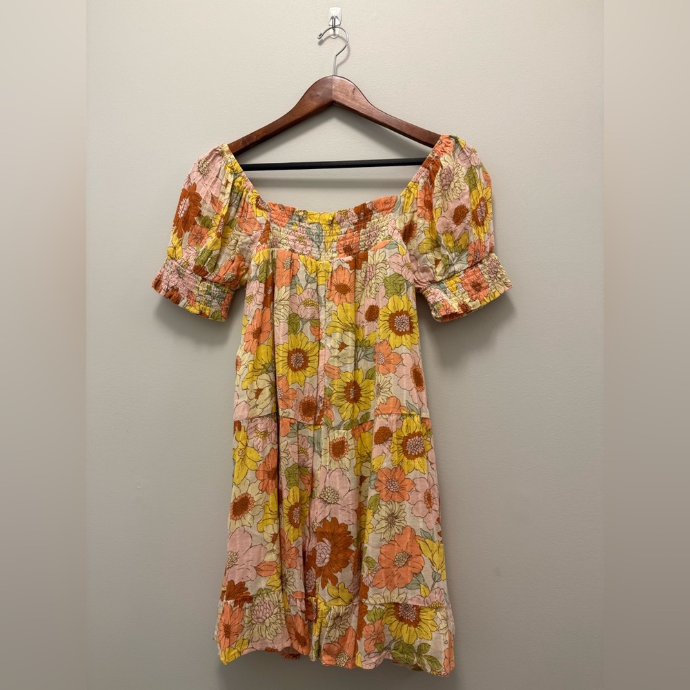 American Eagle Outfitters Floral Puff Sleeve Mini Flow Sundress